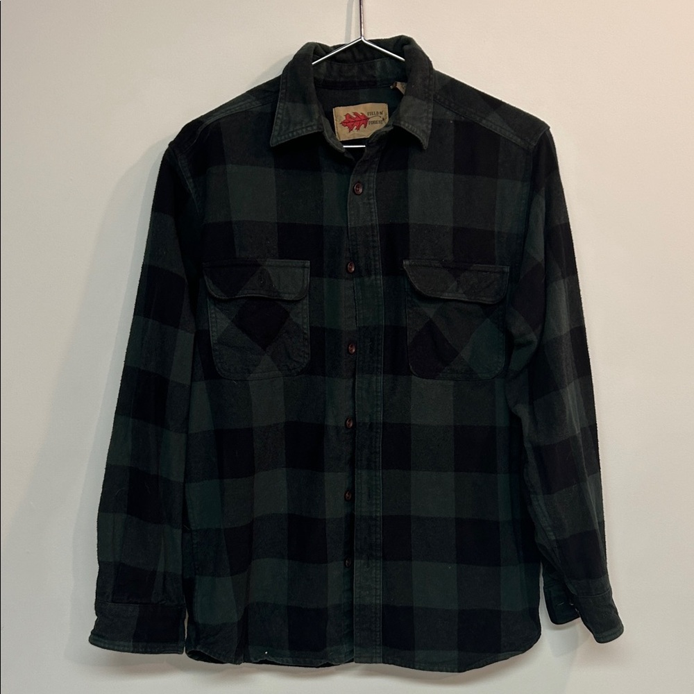 Men's Black & Green Plaid Button-Down Shirt Jacket